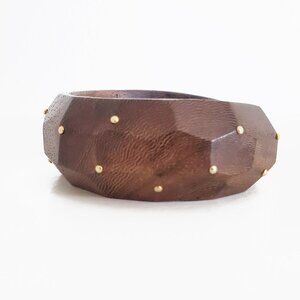 Pono Angled Wood Bangle With Raised Gold Accents NWOT
